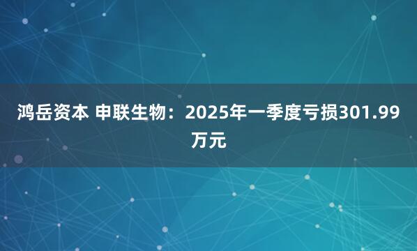 鸿岳资本 申联生物：2025年一季度亏损301.99万元